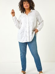 Roman White Curve Broderie Collared Shirt - Image 3 of 5