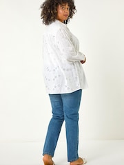 Roman White Curve Broderie Collared Shirt - Image 4 of 5