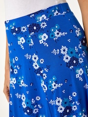 Roman Blue Diagonal Ditsy Floral Print Skirt - Image 5 of 5