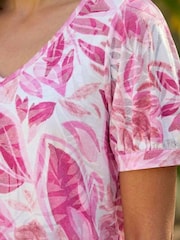 Roman Pink Floral Print Burnout V-Neck Top - Image 4 of 5