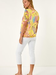 Roman Yellow Floral Print Bubble Hem T-Shirt - Image 4 of 6