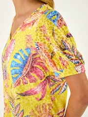 Roman Yellow Floral Print Bubble Hem T-Shirt - Image 6 of 6