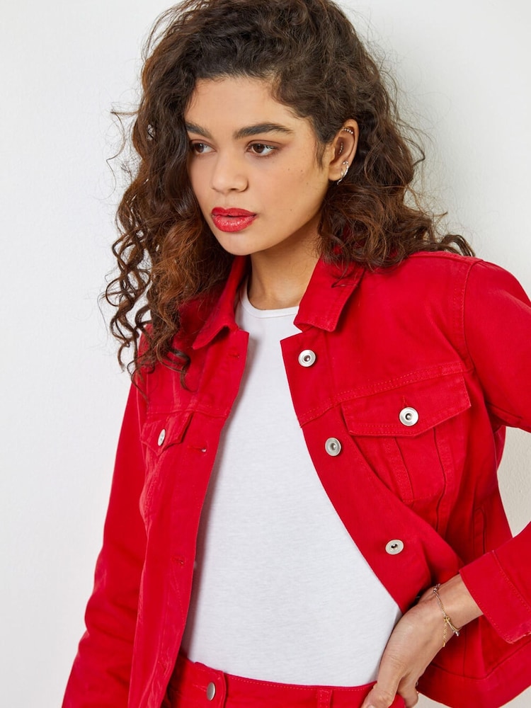 Κόκκινο - Roman κλασικό βαμβακερό Τζιν μπουφάν - Εικόνα 2 από 6