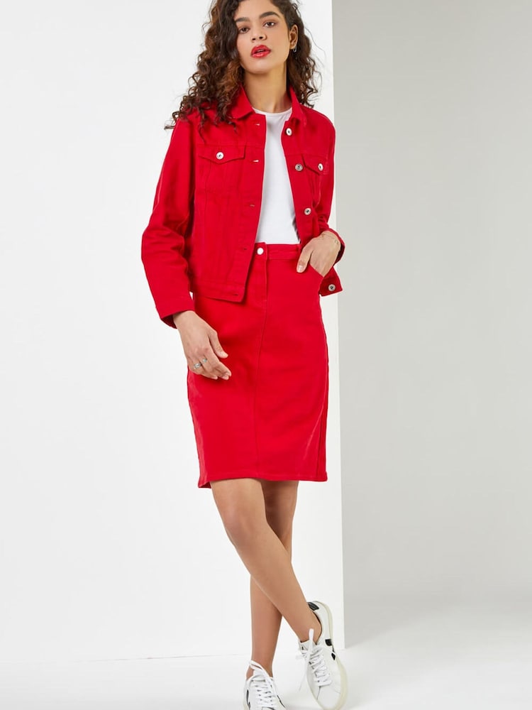 Κόκκινο - Roman κλασικό βαμβακερό Τζιν μπουφάν - Εικόνα 6 από 6