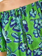 Roman Green Floral Print Bardot Stretch Top - Image 4 of 5