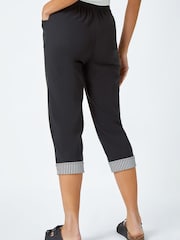 Roman Black Contrast Detail Cropped Stretch Trousers - Image 3 of 4