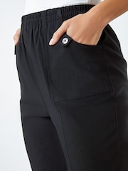 Roman Black Contrast Detail Cropped Stretch Trousers - Image 4 of 4