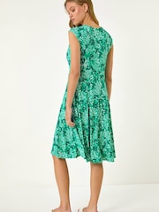 Roman Blue Ditsy Floral Keyhole Twist Dress - Image 3 of 5