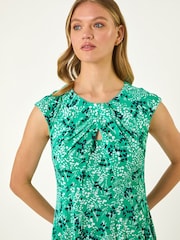 Roman Blue Ditsy Floral Keyhole Twist Dress - Image 4 of 5