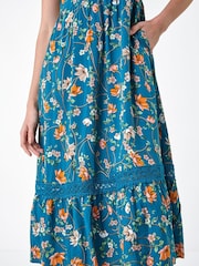 Vestido a media pierna con bolsillo y ribete de encaje floral de Roman - Imagen 6 de 6