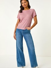 Roman Pink Crochet Knit Top - Image 3 of 5