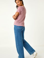 Roman Pink Crochet Knit Top - Image 4 of 5