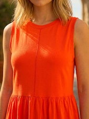 Roman Orange Cotton Tiered Stretch Dress - Image 4 of 5