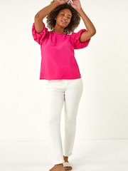 Roman Pink Balloon Short Sleeve Top - Image 1 of 4