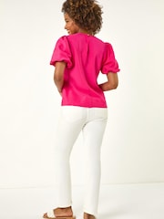 Roman Pink Balloon Short Sleeve Top - Image 3 of 4