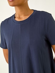 Roman Blue Cotton Panelled Swing Stretch Dress - Image 6 of 6