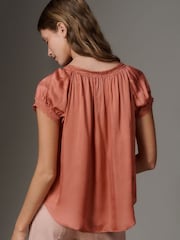 Anthropologie Amber Short-Sleeve Silky Top - Image 3 of 4