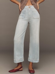 Anthropologie Blue Maeve Colette Denim Cropped Wide-Leg Jeans - Image 1 of 4