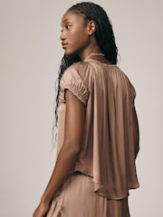 Anthropologie Amber Short-Sleeve Silky Top - Image 2 of 4