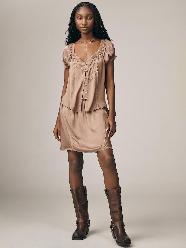 Anthropologie Amber Short-Sleeve Silky Top - Image 4 of 4