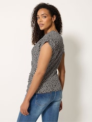 M&Co White Spot Print Grown On Sleeve Wrap Top - Image 3 of 5