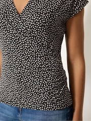 M&Co White Spot Print Grown On Sleeve Wrap Top - Image 4 of 5
