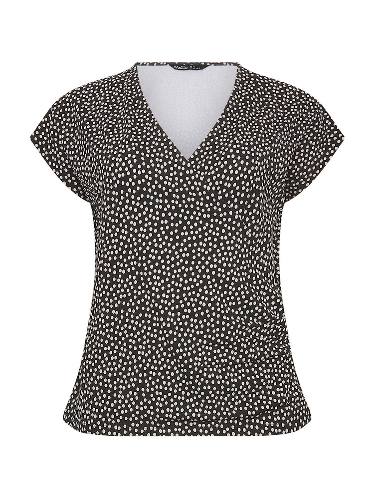 M&Co White Spot Print Grown On Sleeve Wrap Top - Image 5 of 5