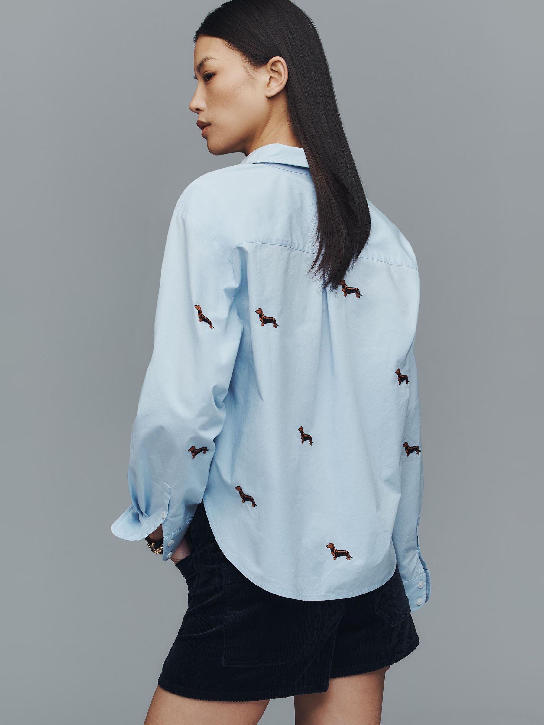 Buy Anthropologie Blue/Sausage Dog Maeve Shrunken Bennet