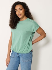 M&Co Green Scalloped Trim Detail Top - Image 1 of 5