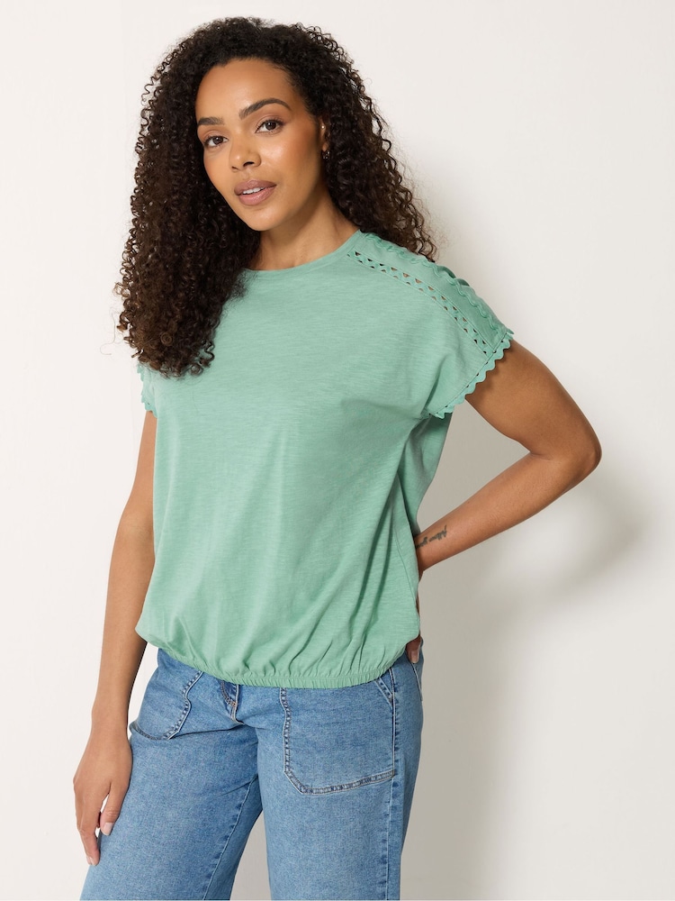 M&Co Green Scalloped Trim Detail Top - Image 1 of 5