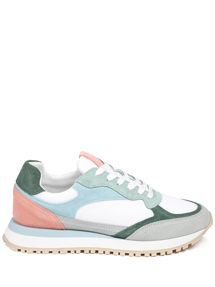 Weiß/Mehrfarbig - Jones Bootmaker Asha Leather Wedge Trainers - Bild 1 von 5