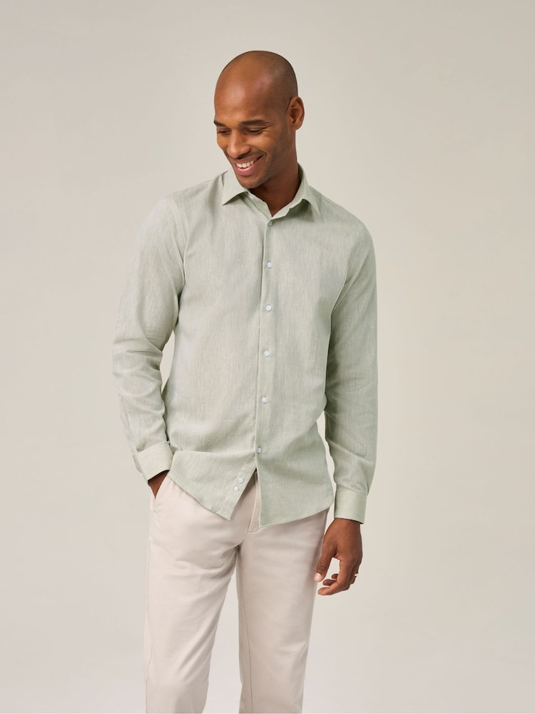 Skopes Green Linen Blend  Casual Shirt - Image 1 of 7