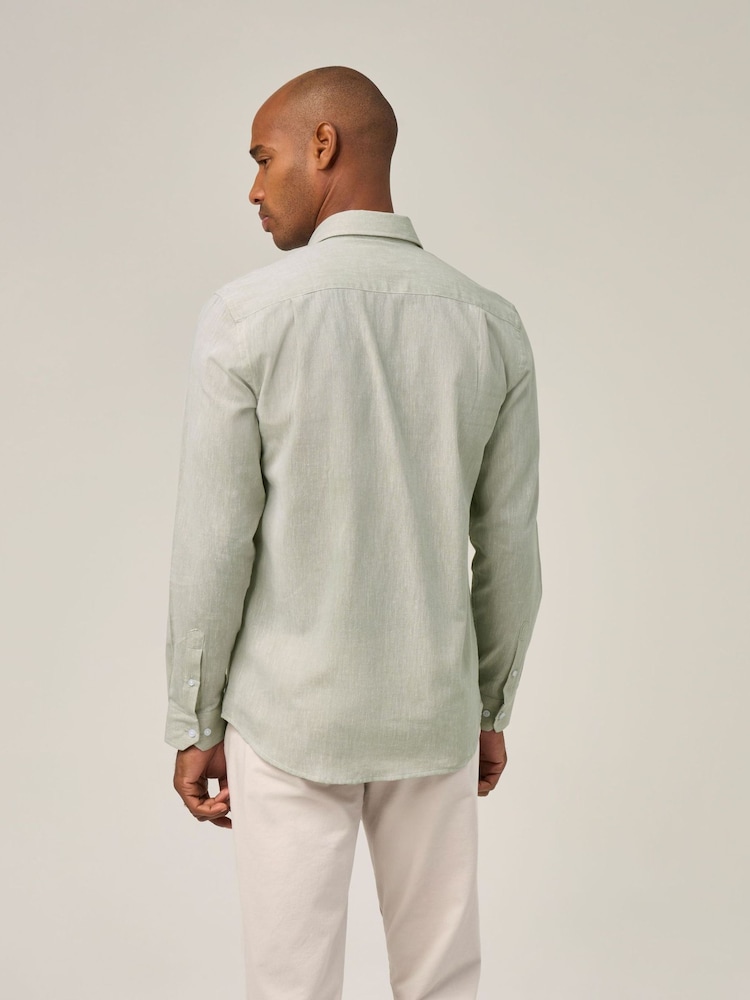 Skopes Green Linen Blend  Casual Shirt - Image 2 of 7