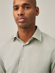 Skopes Green Linen Blend  Casual Shirt - Image 4 of 7