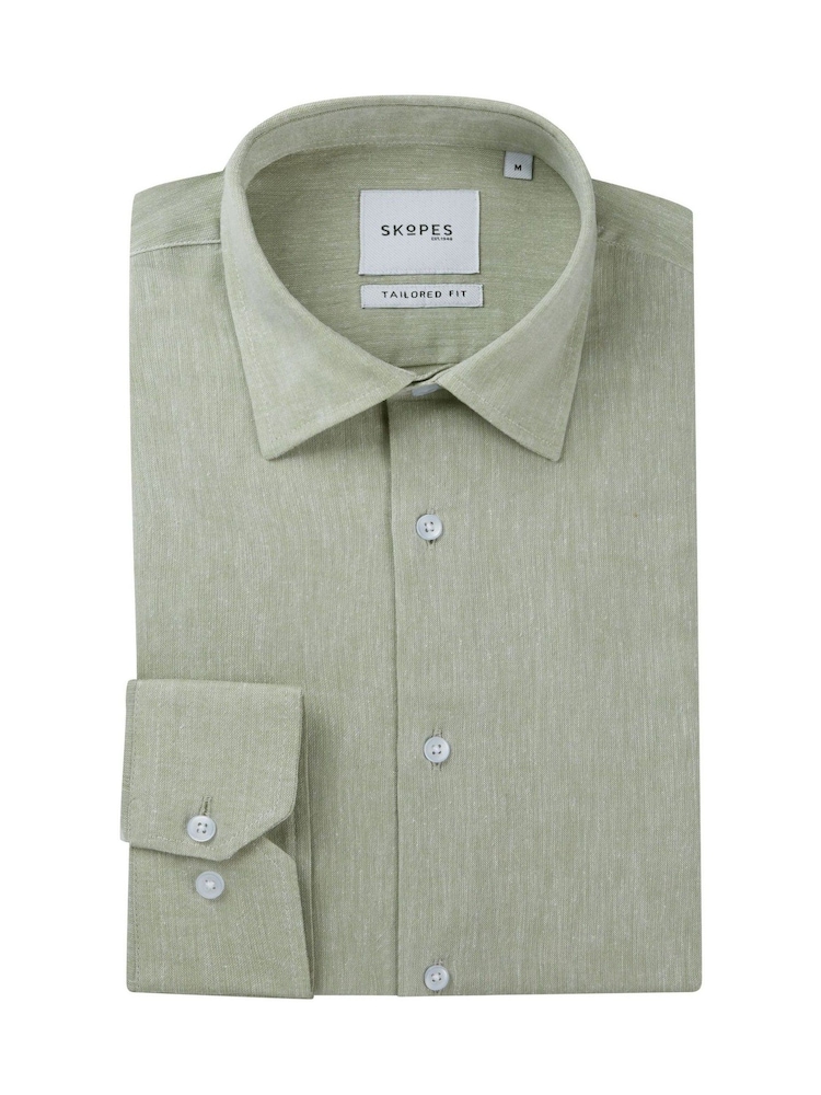 Skopes Green Linen Blend  Casual Shirt - Image 7 of 7
