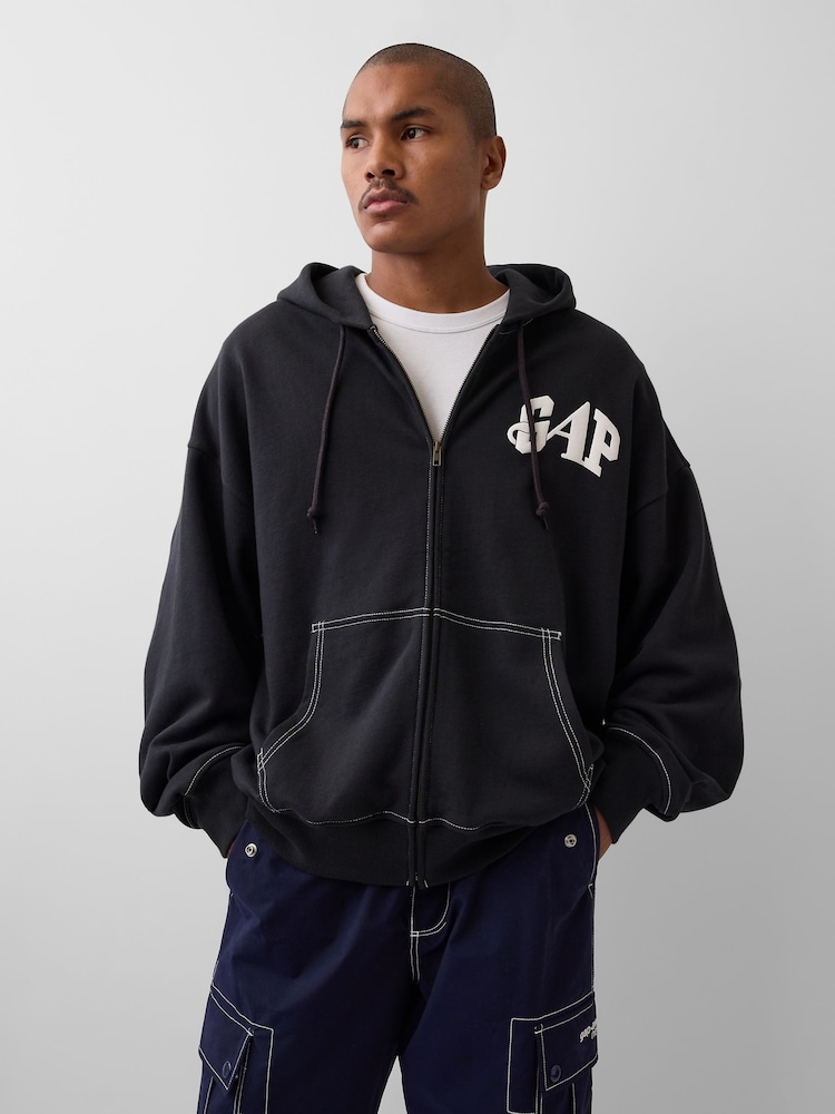Gap x Awake NY Black Heavyweight Oversized Logo Zip Hoodie - Image 1 of 5
