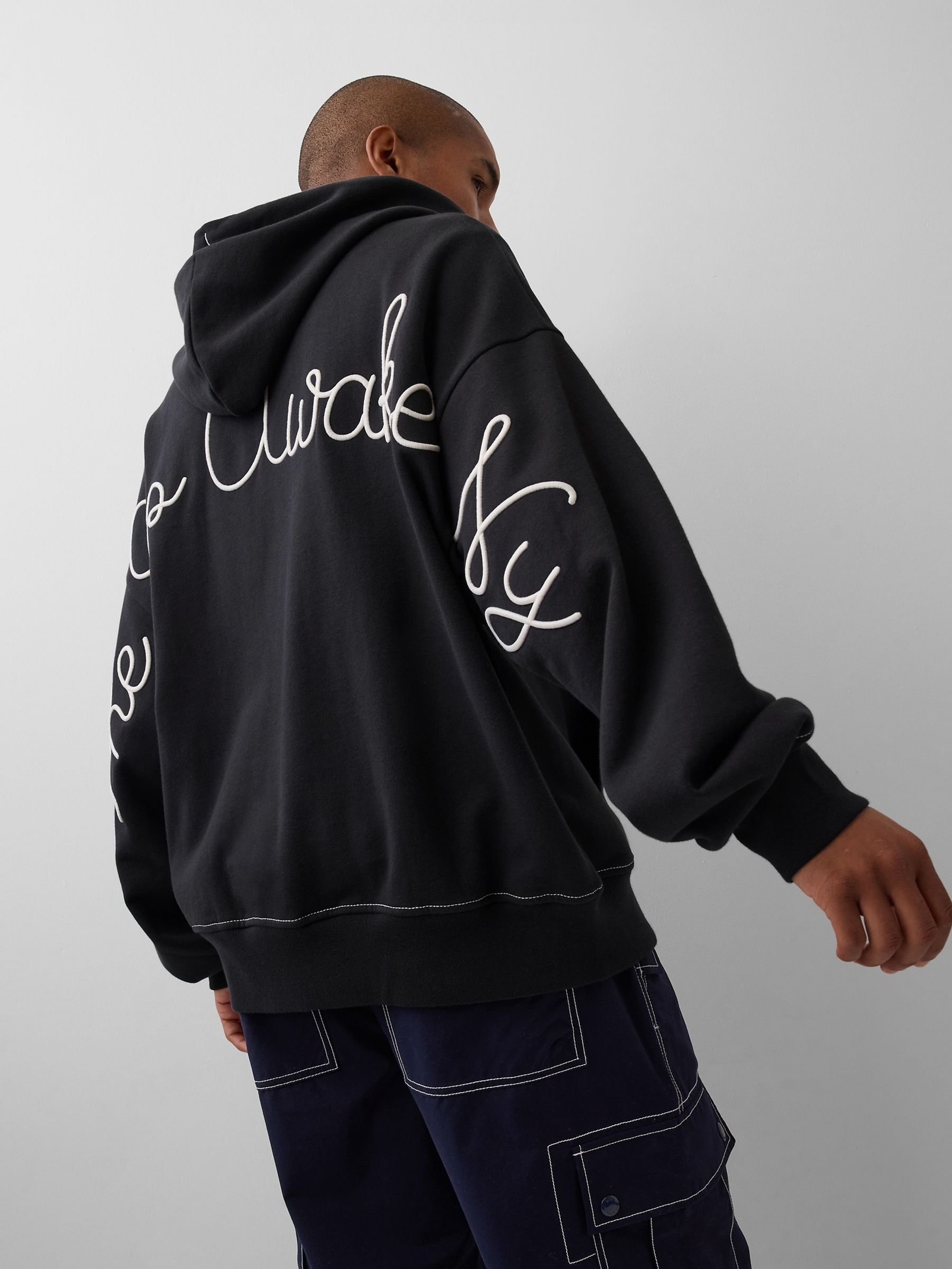 Buy Gap x Awake NY Black Heavyweight Oversized Logo Zip Hoodie