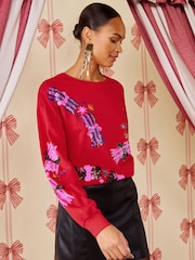 Love & Roses x Kate Fox Red Sequin Cracker Crew Neck Sweatshirt - Image 5 of 5