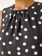 שחור - Roman גופייה עם הדפס נקודות ועיטור קשירה - תמונה 5 מתוך 5