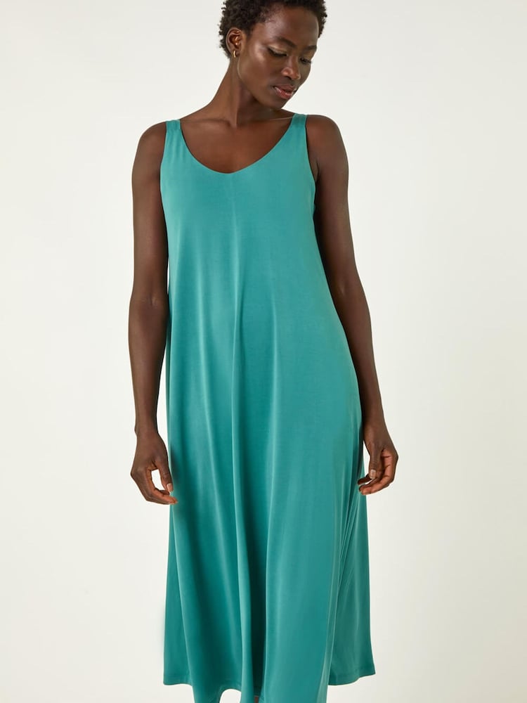 Roman Green Strappy Jersey Midi Dress - Image 1 of 5 Roman Green Strappy Jersey Midi Dress - Image 1 of 5