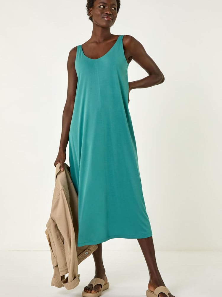 Roman Green Strappy Jersey Midi Dress - Image 2 of 5 Roman Green Strappy Jersey Midi Dress - Image 2 of 5