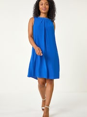 Roman Blue Hotfix Trim Detail Gathered Dress - Image 2 of 5