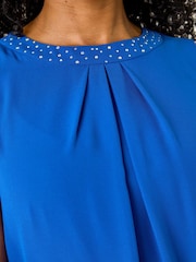 Roman Blue Hotfix Trim Detail Gathered Dress - Image 5 of 5