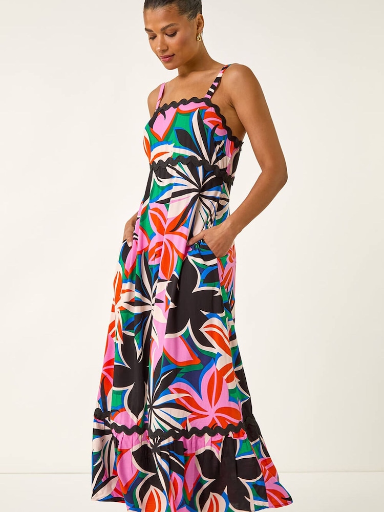Roman Pink Floral Ric Rac Maxi Dress - Image 5 of 5