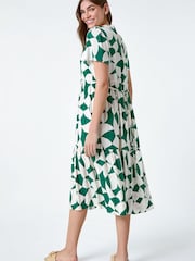 فستان متوسط الطول بتصميم طبقات بطبعة أشكال هندسية من Roman - Image 3 of 5