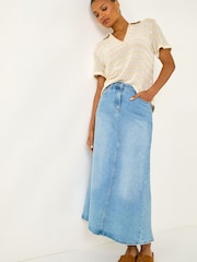 Roman Natural Stripe Crochet Collar Knit Top - Image 1 of 5