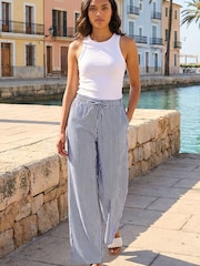 Roman Blue Stripe Wide Leg Trousers - Image 1 of 6