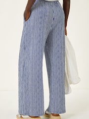 Roman Blue Stripe Wide Leg Trousers - Image 4 of 6
