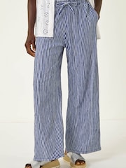 Roman Blue Stripe Wide Leg Trousers - Image 5 of 6