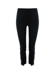 Roman Black Lace Insert Elastic Waist Crop Trousers - Image 4 of 5